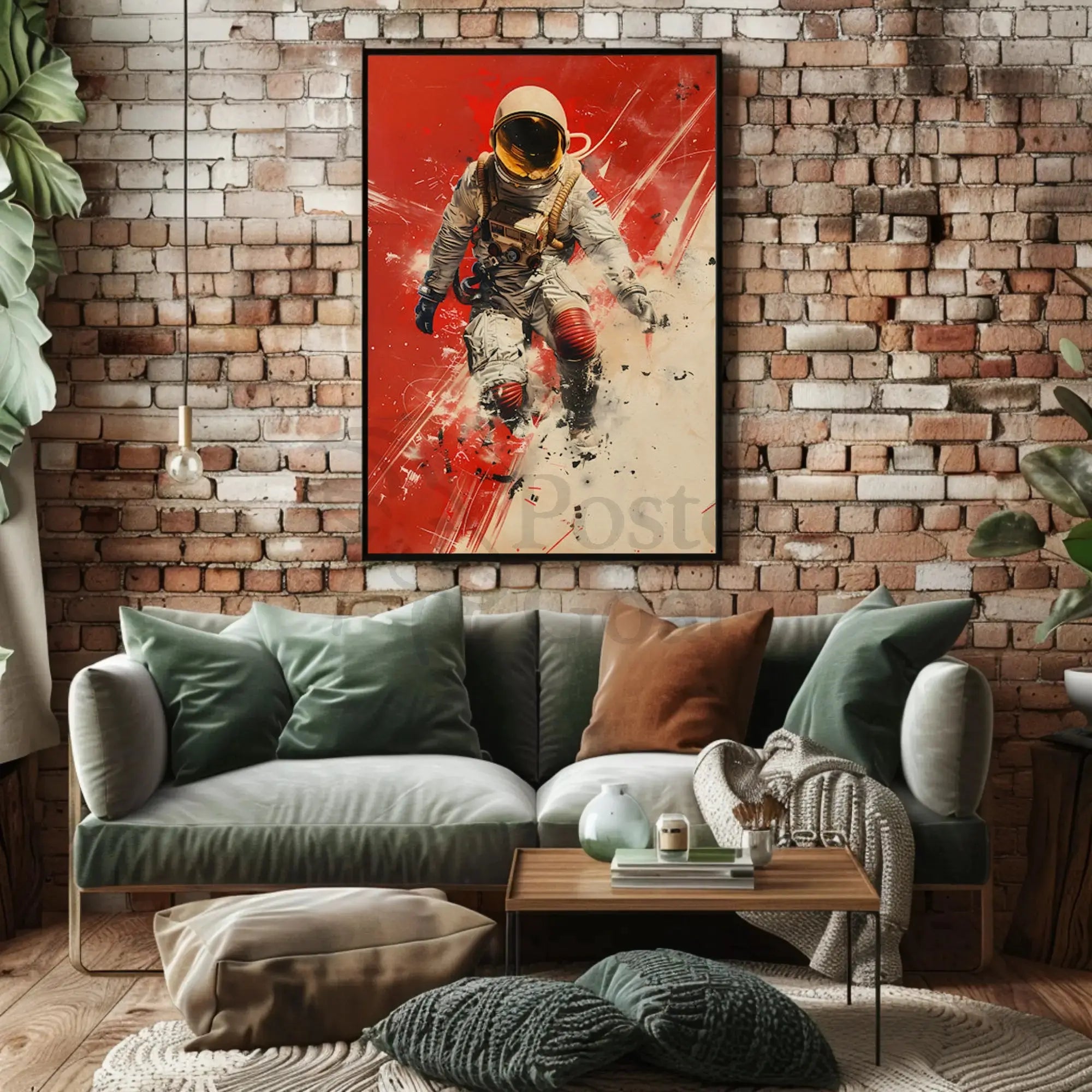 Futuristic Astronaut in Motion Sci-Fi Poster PosterGoat
