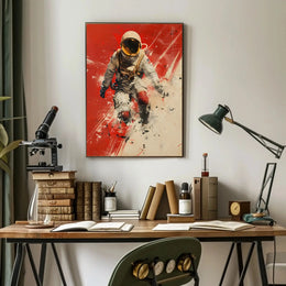 Futuristic Astronaut in Motion Sci-Fi Poster PosterGoat
