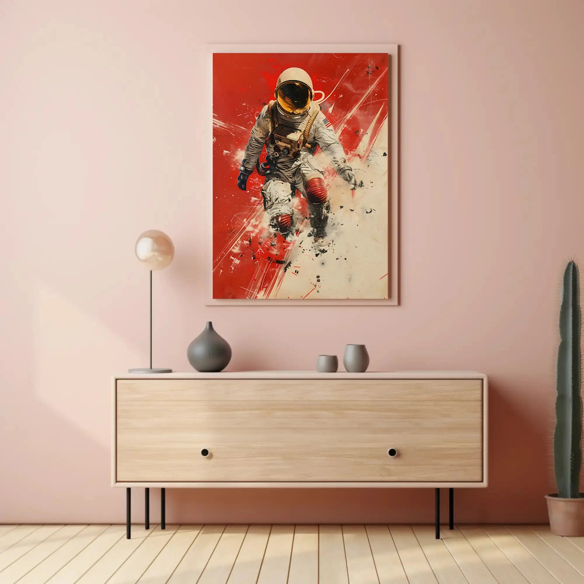 Futuristic Astronaut in Motion Sci-Fi Poster PosterGoat