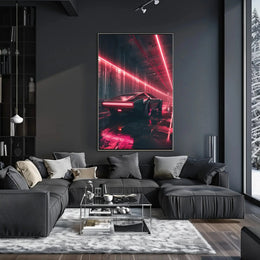 Futuristic Car Design Neon Urban Futuristic Sci-Fi Poster PosterGoat
