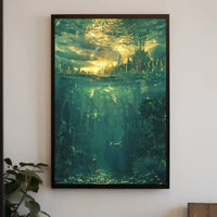 Futuristic City and Underwater World Artistic Sci-Fi Poster PosterGoat