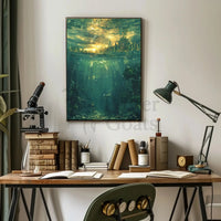 Futuristic City and Underwater World Artistic Sci-Fi Poster PosterGoat