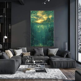 Futuristic City and Underwater World Artistic Sci-Fi Poster PosterGoat