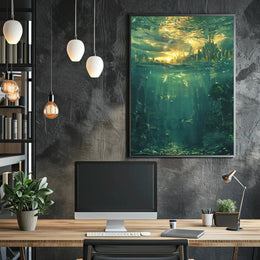 Futuristic City and Underwater World Artistic Sci-Fi Poster PosterGoat