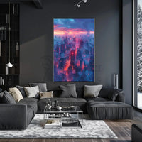 Futuristic Cityscape Illustration with Cyberpunk Aesthetic Poster PosterGoat