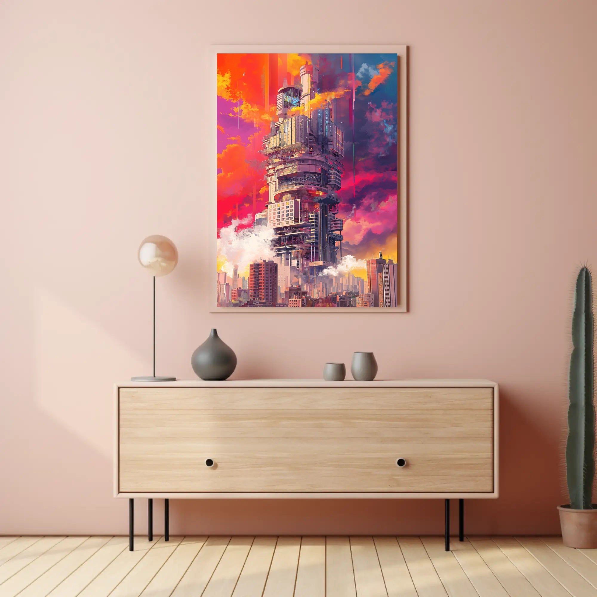 Futuristic Cityscape Poster: Towering Sci-Fi Urban Vision PosterGoat