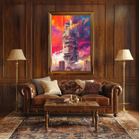 Futuristic Cityscape Poster: Towering Sci-Fi Urban Vision PosterGoat
