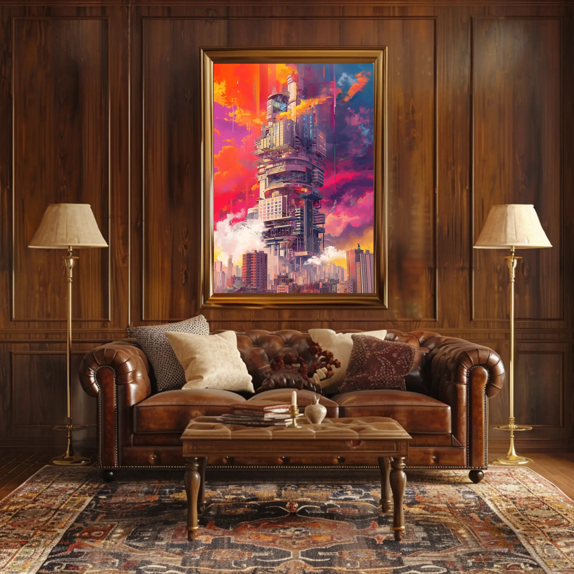 Futuristic Cityscape Poster: Towering Sci-Fi Urban Vision PosterGoat