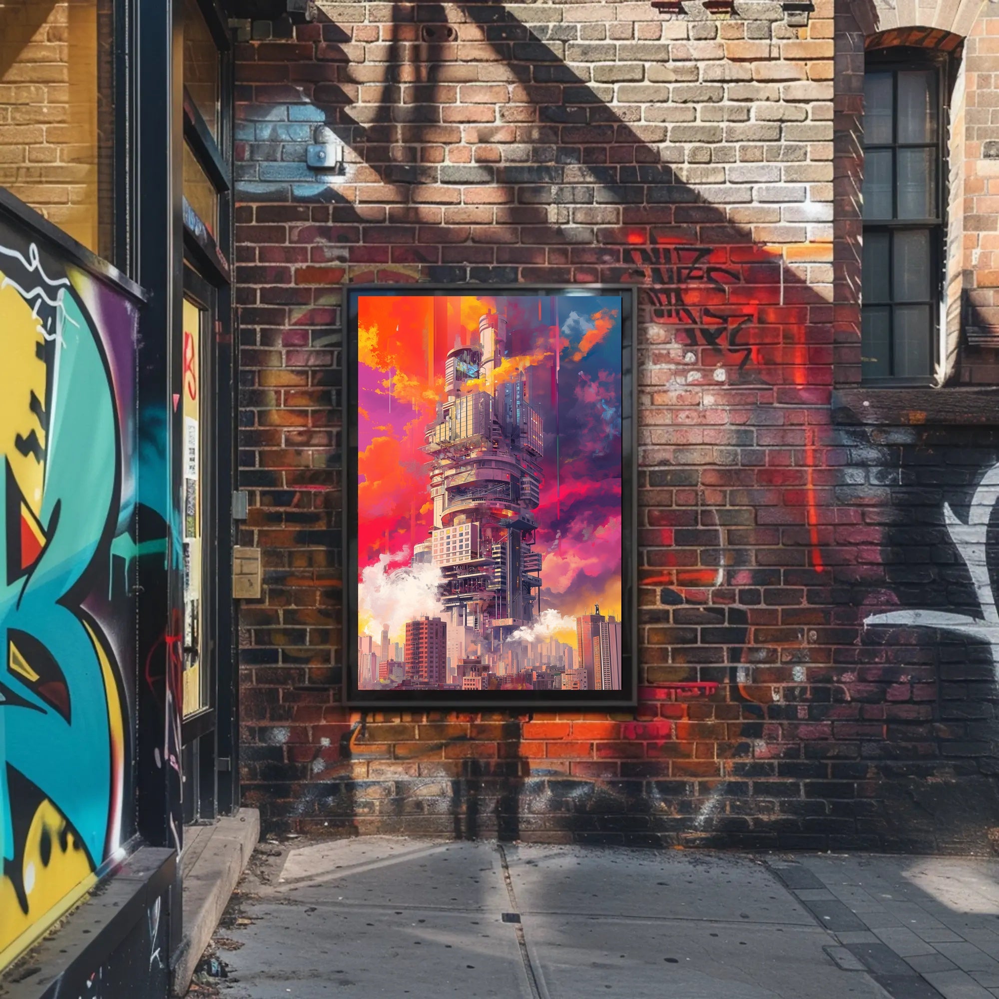 Futuristic Cityscape Poster: Towering Sci-Fi Urban Vision PosterGoat