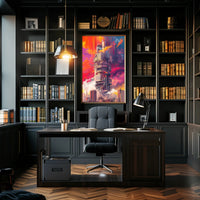 Futuristic Cityscape Poster: Towering Sci-Fi Urban Vision PosterGoat