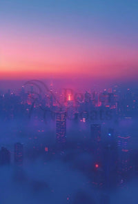 Futuristic Cityscape Twilight Sci-Fi Poster PosterGoat