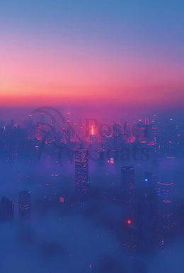Futuristic Cityscape Twilight Sci-Fi Poster PosterGoat