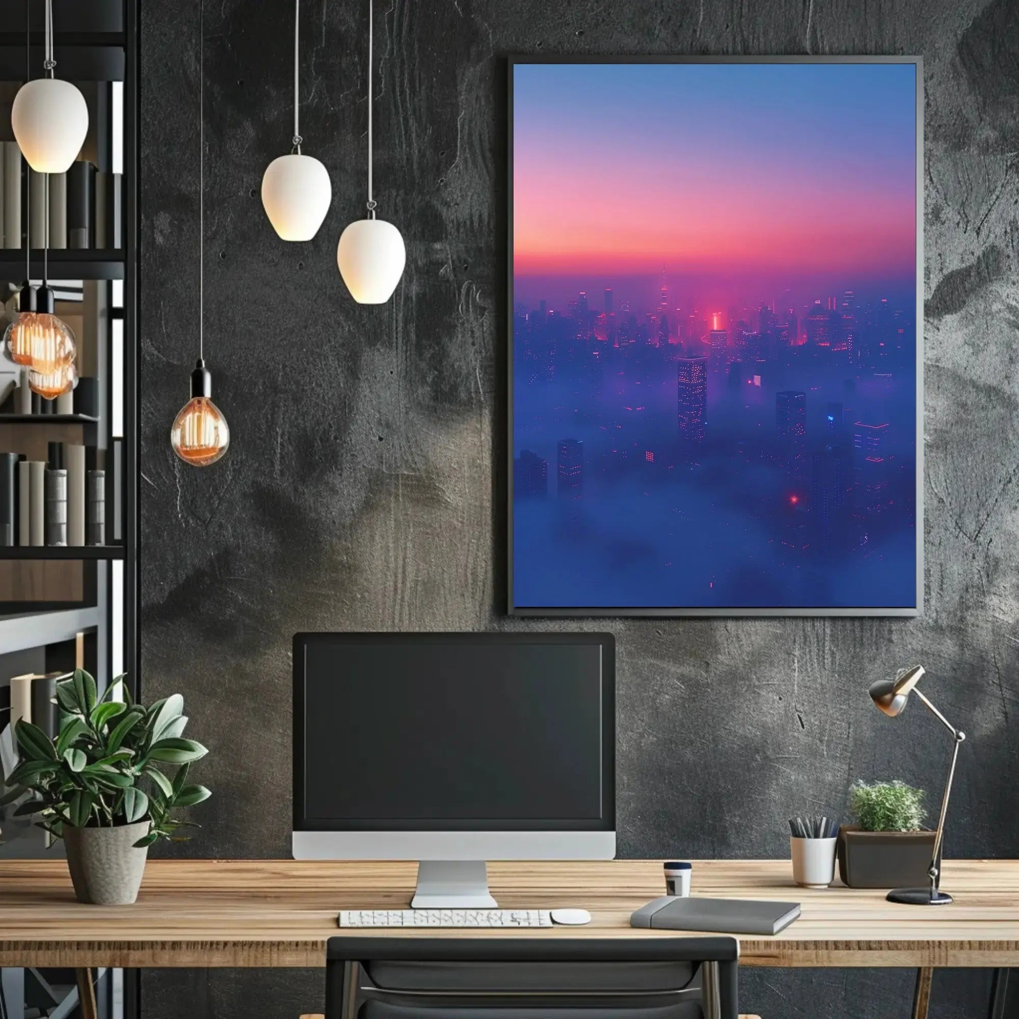 Futuristic Cityscape Twilight Sci-Fi Poster PosterGoat
