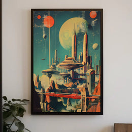 Futuristic Cityscape on Alien Planet Futuristic Sci-Fi Poster PosterGoat