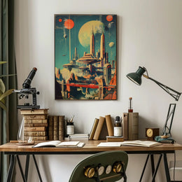 Futuristic Cityscape on Alien Planet Futuristic Sci-Fi Poster PosterGoat