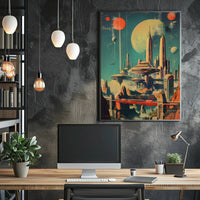 Futuristic Cityscape on Alien Planet Futuristic Sci-Fi Poster PosterGoat