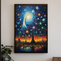 Futuristic Cityscape with Cosmic Sky - Abstract Artistic Poster PosterGoat