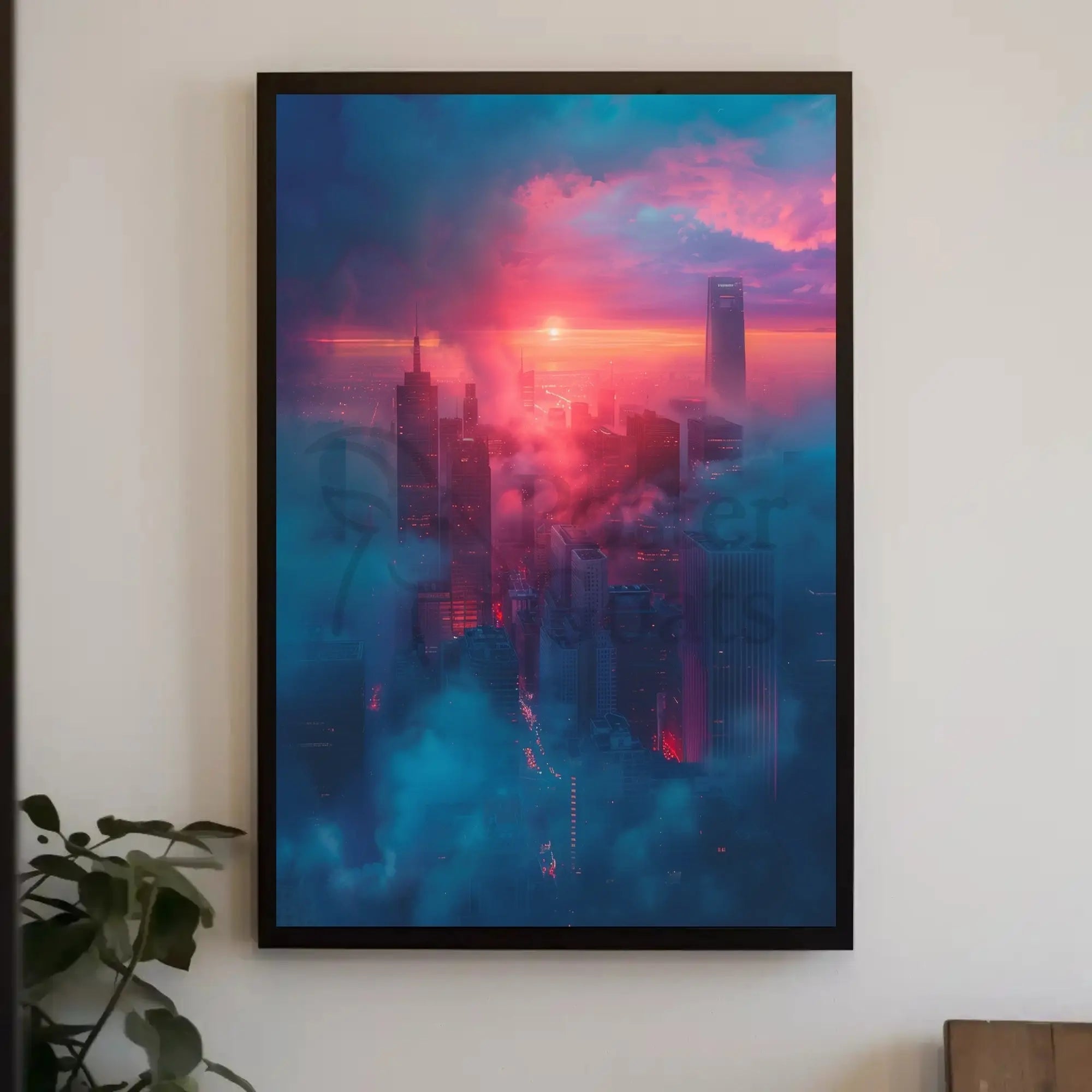 Futuristic Cityscape with Dreamlike Vibes: Futuristic Sci-Fi Poster PosterGoat