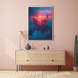 Futuristic Cityscape with Dreamlike Vibes: Futuristic Sci-Fi Poster PosterGoat