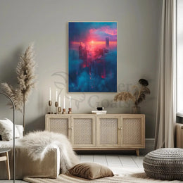 Futuristic Cityscape with Dreamlike Vibes: Futuristic Sci-Fi Poster PosterGoat