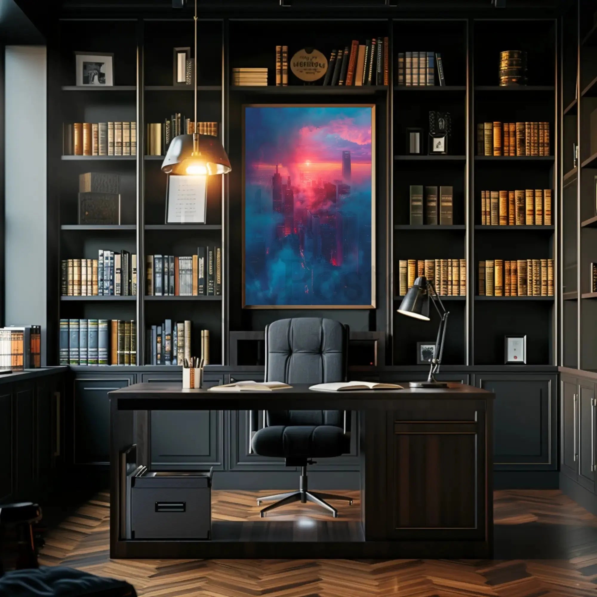 Futuristic Cityscape with Dreamlike Vibes: Futuristic Sci-Fi Poster PosterGoat