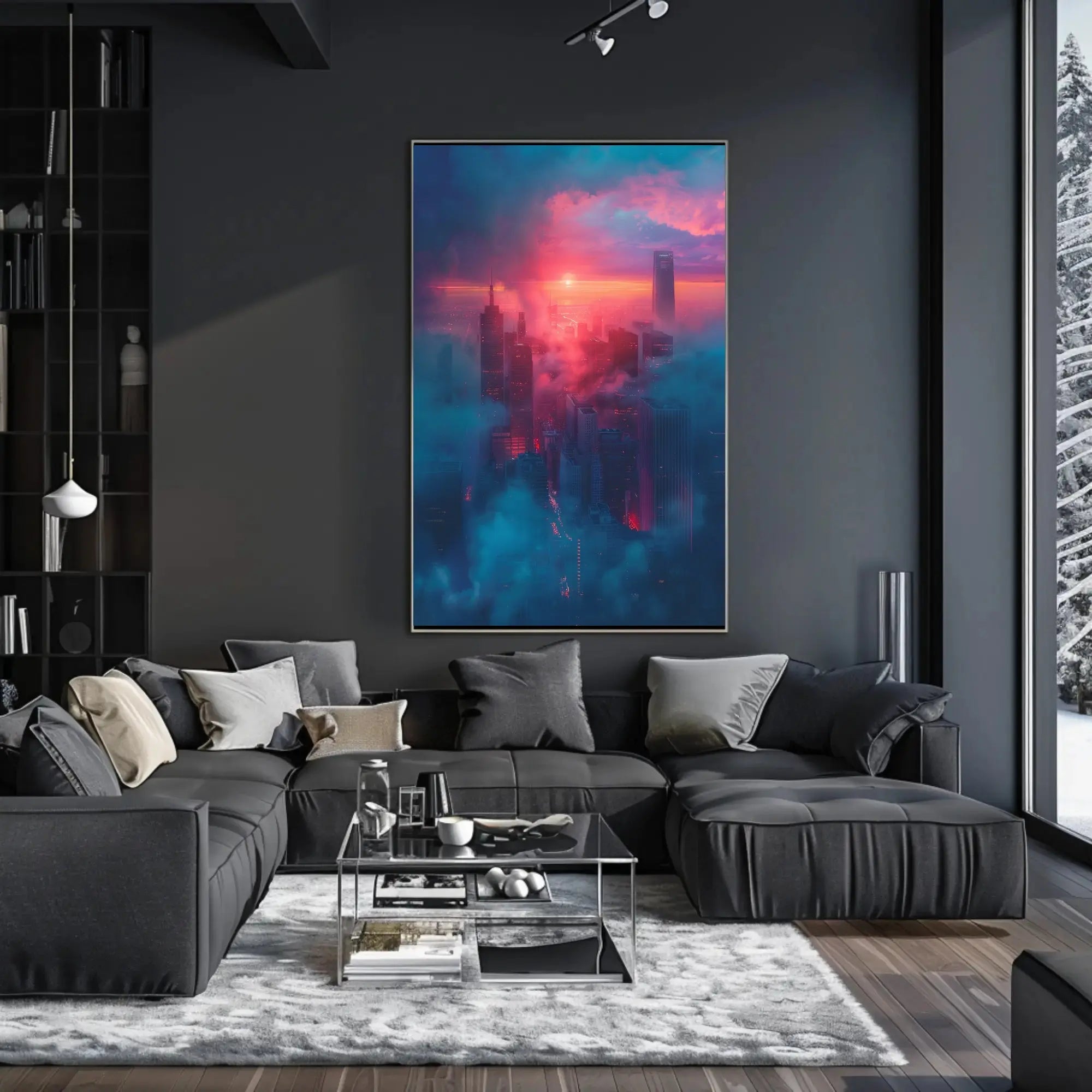 Futuristic Cityscape with Dreamlike Vibes: Futuristic Sci-Fi Poster PosterGoat
