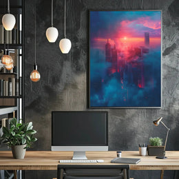 Futuristic Cityscape with Dreamlike Vibes: Futuristic Sci-Fi Poster PosterGoat