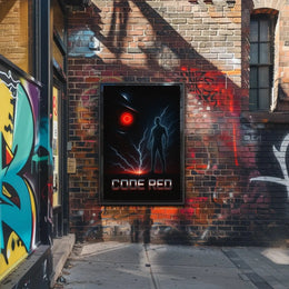 Futuristic Cybernetic CODE RED Sci-Fi Poster PosterGoat