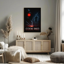 Futuristic Cybernetic CODE RED Sci-Fi Poster PosterGoat