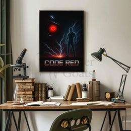 Futuristic Cybernetic CODE RED Sci-Fi Poster PosterGoat