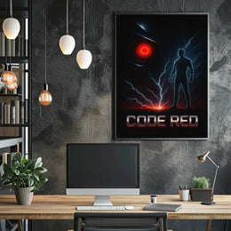 Futuristic Cybernetic CODE RED Sci-Fi Poster PosterGoat