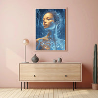 Futuristic Cybernetic Human Figure Futuristic Sci-Fi Poster PosterGoat