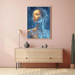 Futuristic Cybernetic Human Figure Futuristic Sci-Fi Poster PosterGoat