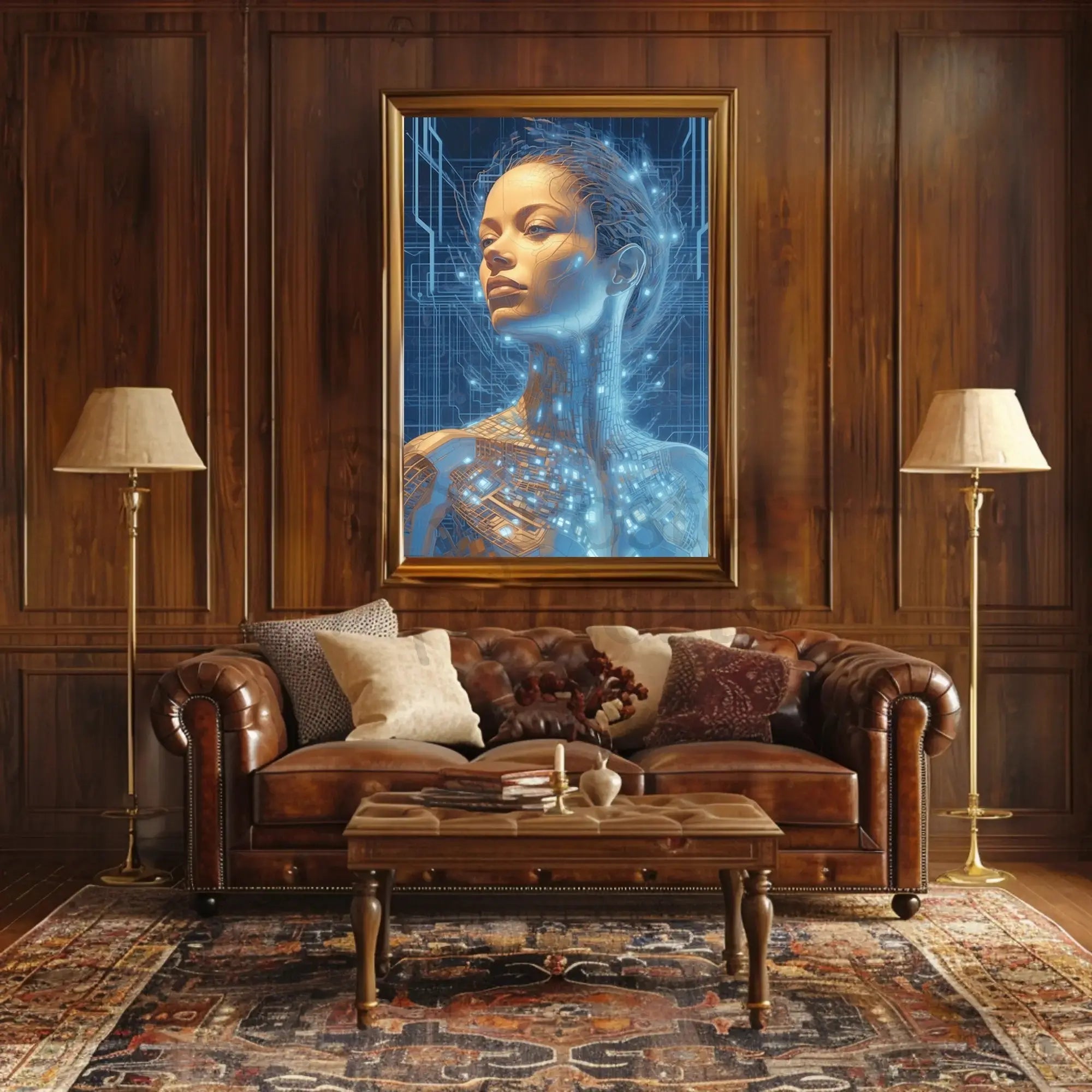 Futuristic Cybernetic Human Figure Futuristic Sci-Fi Poster PosterGoat