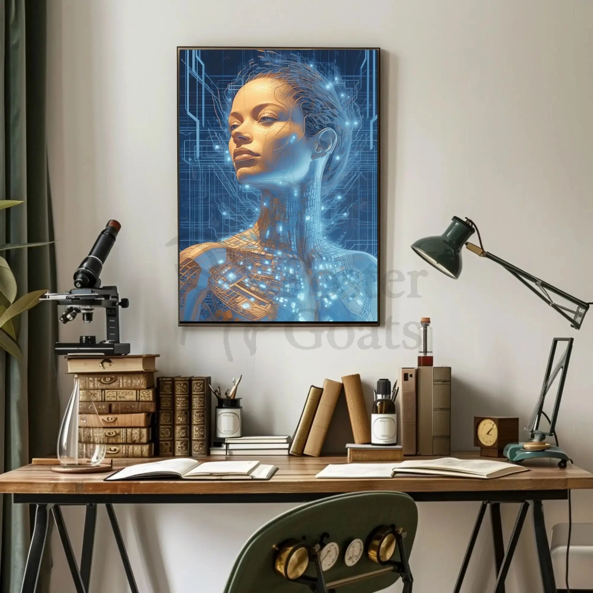 Futuristic Cybernetic Human Figure Futuristic Sci-Fi Poster PosterGoat