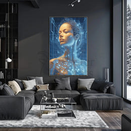 Futuristic Cybernetic Human Figure Futuristic Sci-Fi Poster PosterGoat
