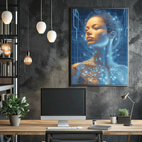 Futuristic Cybernetic Human Figure Futuristic Sci-Fi Poster PosterGoat