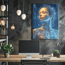 Futuristic Cybernetic Human Figure Futuristic Sci-Fi Poster PosterGoat