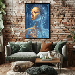 Futuristic Cybernetic Human Figure Futuristic Sci-Fi Poster PosterGoat