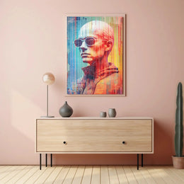 Futuristic Cyberpunk Aesthetic Neon Glitch Effects Sci-Fi Poster PosterGoat