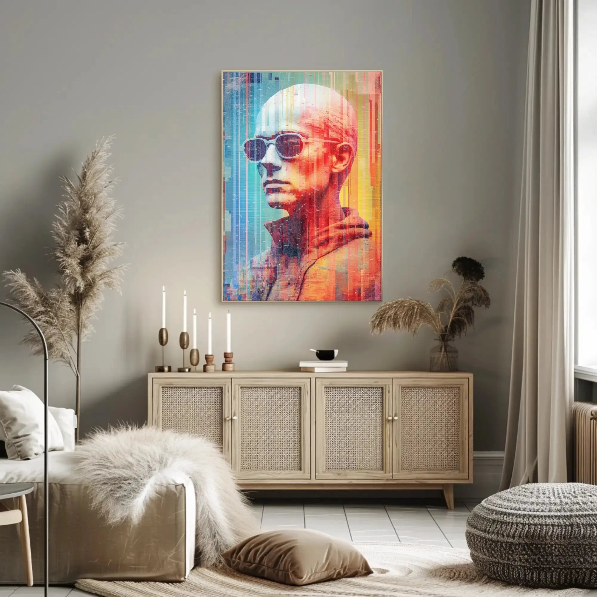 Futuristic Cyberpunk Aesthetic Neon Glitch Effects Sci-Fi Poster PosterGoat