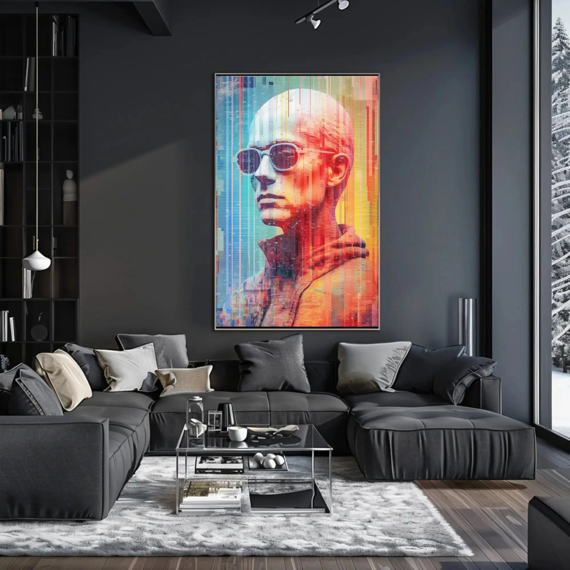 Futuristic Cyberpunk Aesthetic Neon Glitch Effects Sci-Fi Poster PosterGoat