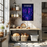 Futuristic Cyberpunk Cityscape Art Print Futuristic Sci-Fi Poster PosterGoat