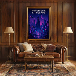 Futuristic Cyberpunk Cityscape Art Print Futuristic Sci-Fi Poster PosterGoat