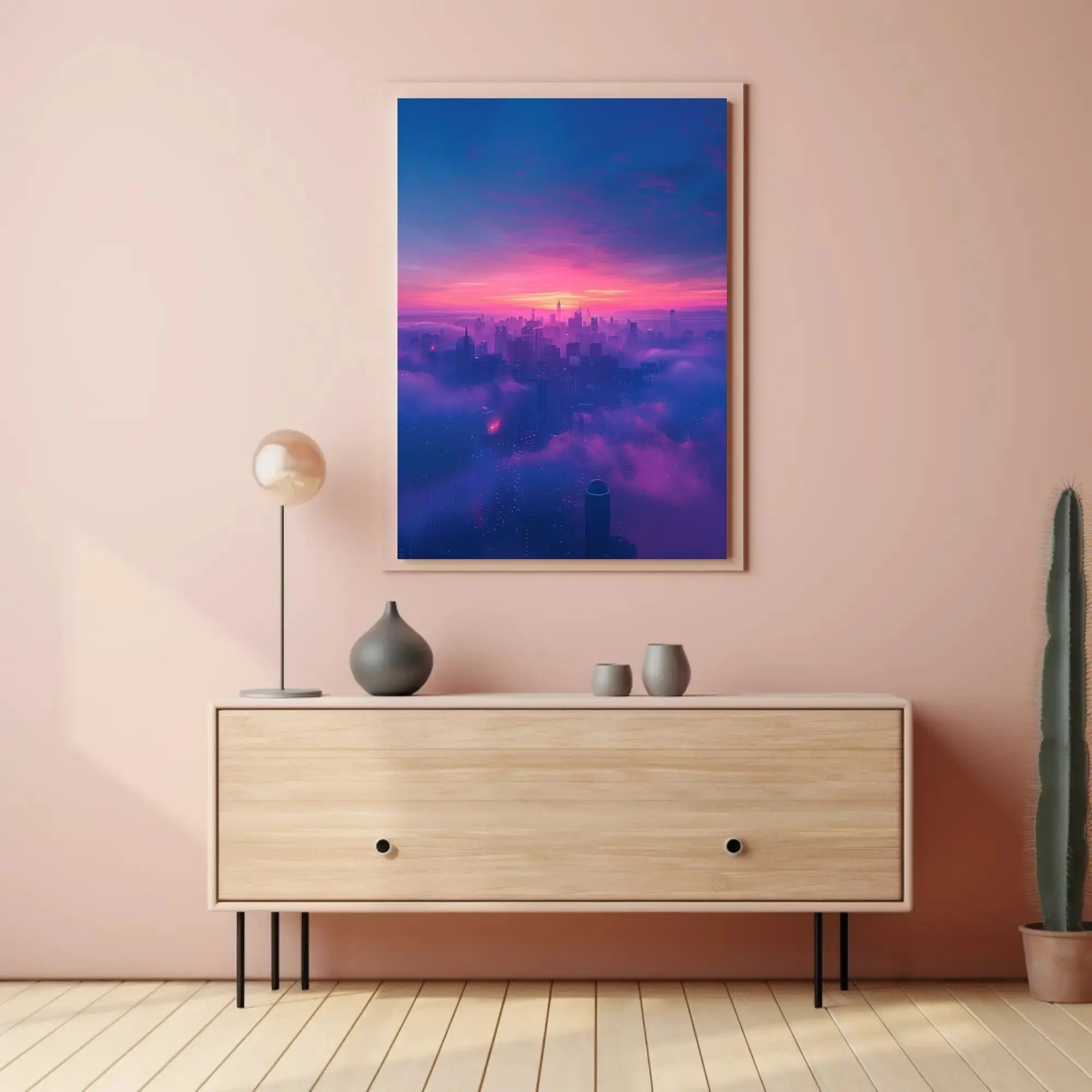 Futuristic Cyberpunk Cityscape Poster with Ethereal Neon Lights PosterGoat