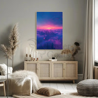 Futuristic Cyberpunk Cityscape Poster with Ethereal Neon Lights PosterGoat