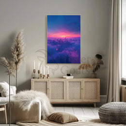 Futuristic Cyberpunk Cityscape Poster with Ethereal Neon Lights PosterGoat