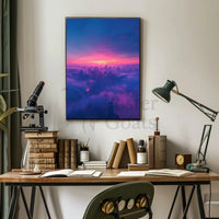 Futuristic Cyberpunk Cityscape Poster with Ethereal Neon Lights PosterGoat