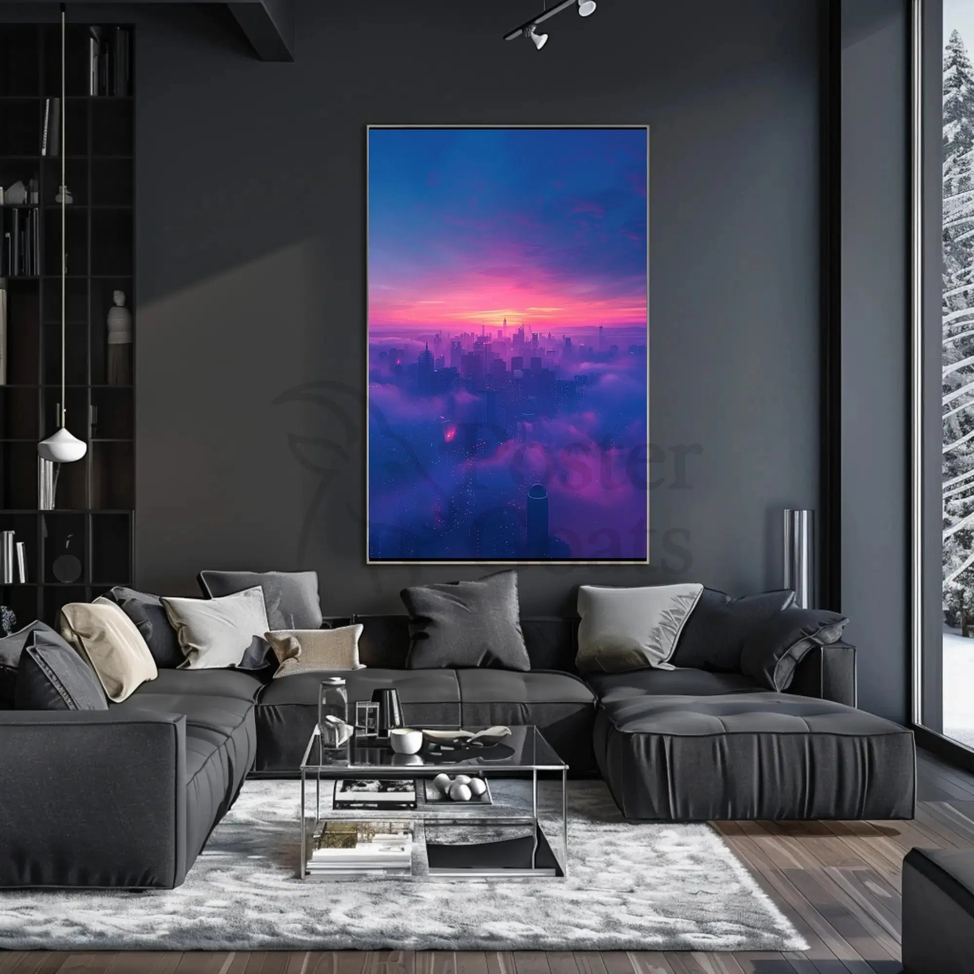 Futuristic Cyberpunk Cityscape Poster with Ethereal Neon Lights PosterGoat
