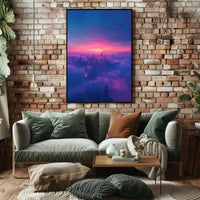 Futuristic Cyberpunk Cityscape Poster with Ethereal Neon Lights PosterGoat